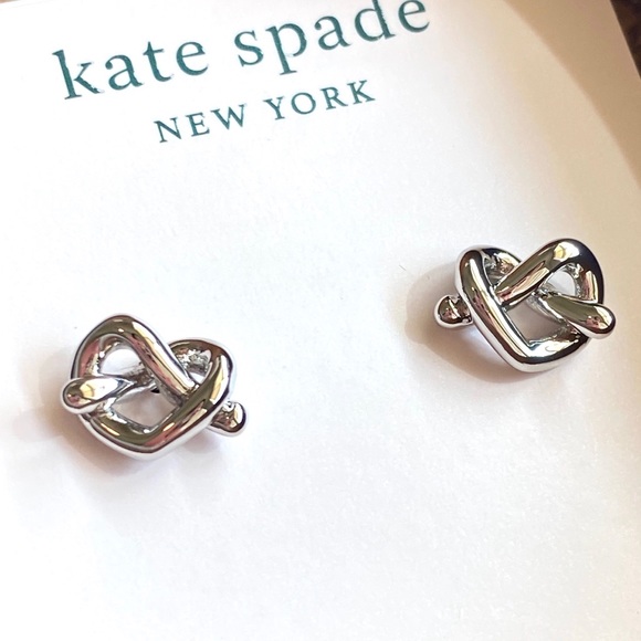NEW Kate Spade Silver Tone Pretzel Stud Earrings